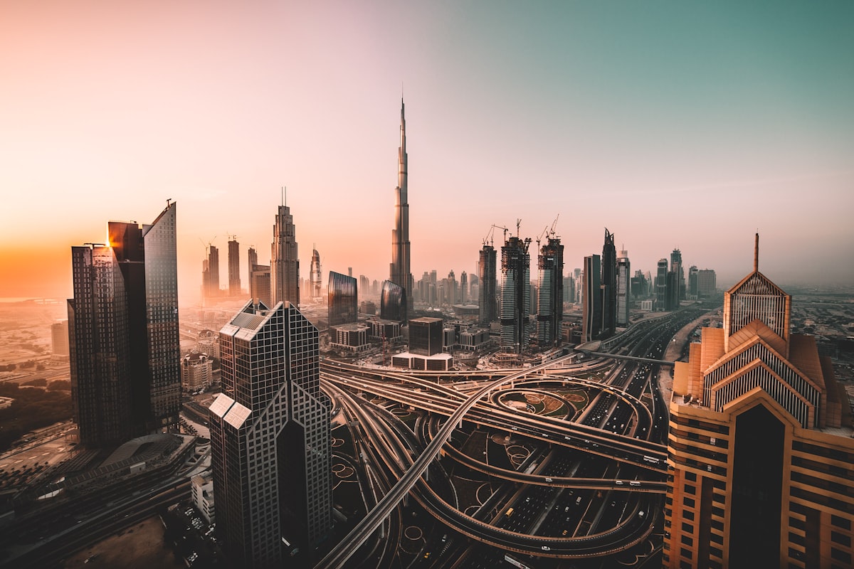 Kuwait City Skyline and Corporate Architecture at dusk